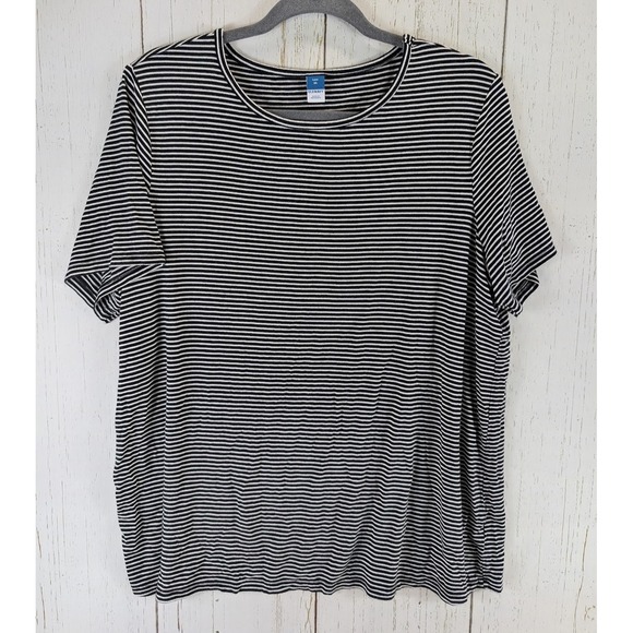 Old Navy Tops - Old Navy Luxe Size‎ XL Womens Black White Striped Short Sleeve Top